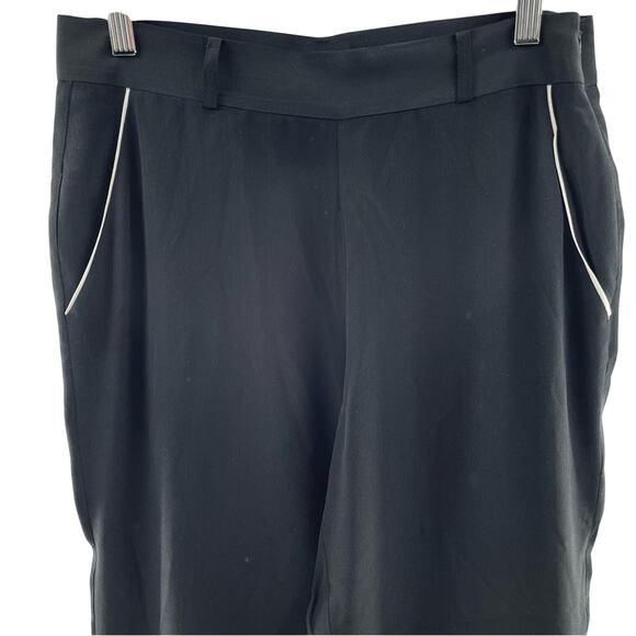 Sezane 100% Silk Lightweight Tapered Ankle Pants Contrast Edging Size 36 US 4 - Picture 2 of 12